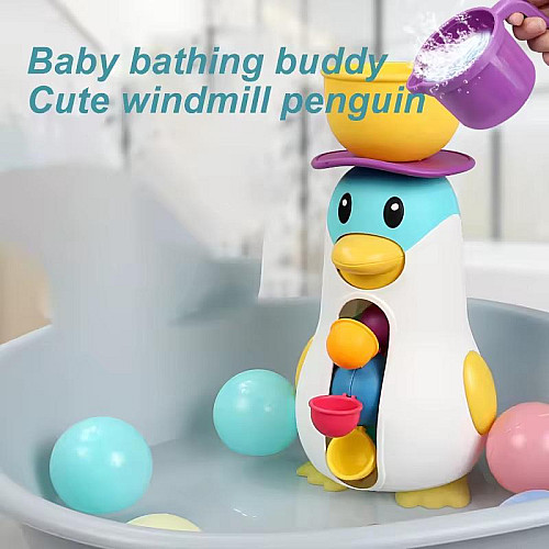 Игрушка для ванны Jurong Toys "Веселая мельница" с пингвином (AUAU03)