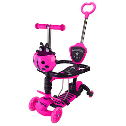 Самокат детский 3-х колесный Scooter Children's SC2501 3в1 светящиеся колеса розовый