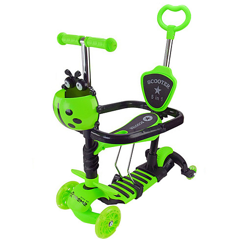 Самокат детский 3-х колесный Scooter Children's SC2501 3в1 светящиеся колеса зеленый