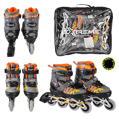 Детские ролики Extreme Motion RL2436 светящиеся колеса серый S (30-33)