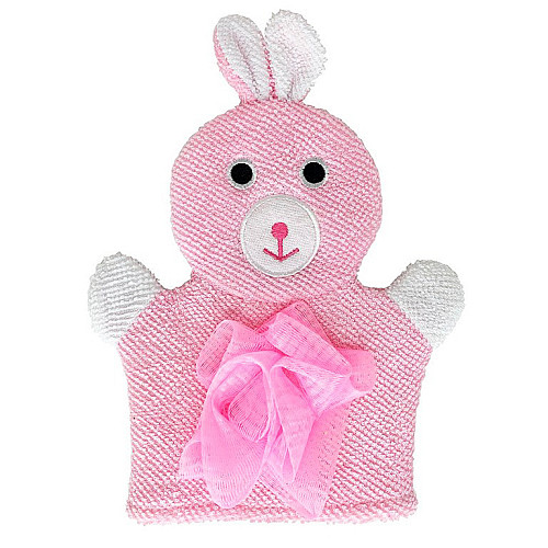 Мочалка-перчатка для купания малышей Mega Zayka MGZ-0911 (Pink) Зайка