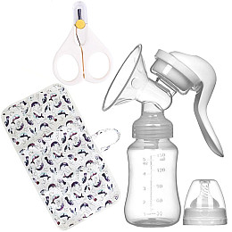 Ручной молокоотсос Purple Berry Rabbit 150 мл пеленка 60х35 см и ножницы Белый (v-11905)