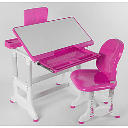 Парта со стульчиком регулируемая Yufeng 71х49 см Розовый (94156)