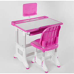 Парта со стульчиком регулируемая Yufeng 71х49 см Розовый (94156)