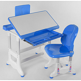 Парта зі стільчиком регульована Yufeng 71х49 см Синій (94157)