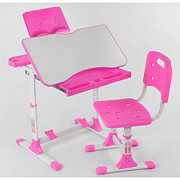 Парта со стульчиком регулируемая Yufeng 70х49 см Розовый (94158)