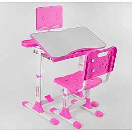 Парта со стульчиком регулируемая Yufeng 70х49 см Розовый (94158)