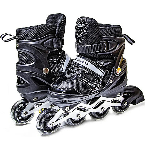 Роликовые коньки детские раздвижные 29-33 Superpower Black PU Черный