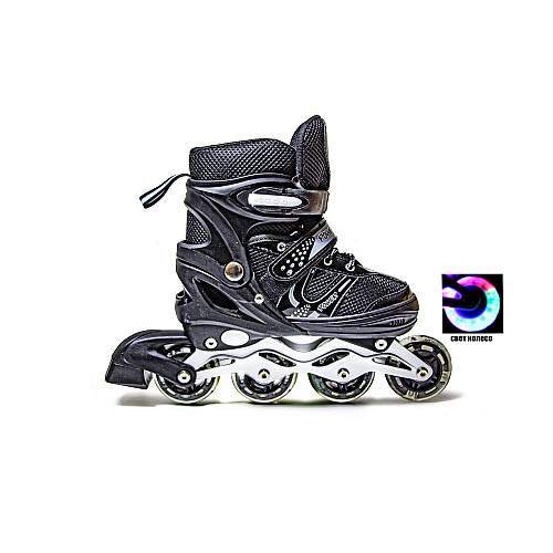 Роликовые коньки детские раздвижные 29-33 Superpower Black PU Черный