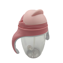 Поильник дитячий з трубочкою та утяжелителем BabyGo 240 мл Рожевий
