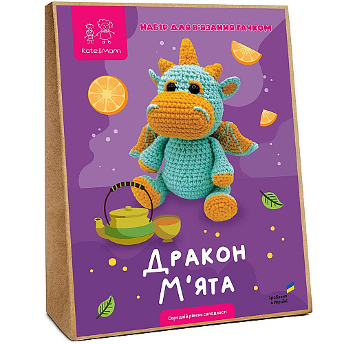 Набор для вязания игрушки амигуруми Kate & Mom Дракон М'ята Разноцветный (KM_123)