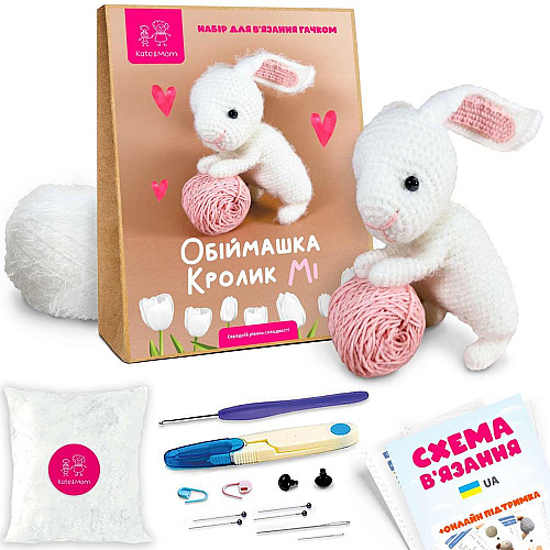 Набір для в'язання іграшки амигурумі Kate & Mom Обіймашка Кролик Мі Різнокольоровий (КМ_126)