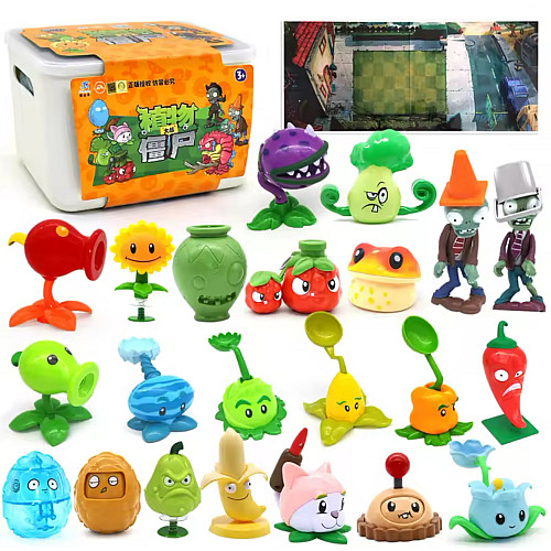 Комплект іграшок героїв з гри Plants vs Zombies Рослини проти зомбі 22 персонажа ігрове поле Різнокольоровий