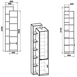 Шкаф для речей Компанит Ольха (new1-341)