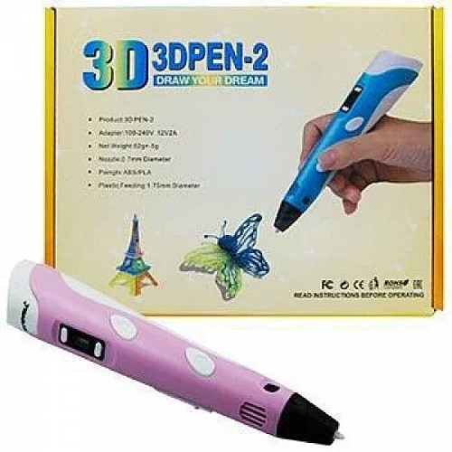 3D Ручка Smart Pro 3D Pen з ЖК-дисплеєм + ПОДАРУНОК 49м пластика+Трафарети Рожевий