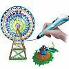 3D Ручка Smart Pro 3D Pen з ЖК-дисплеєм + ПОДАРУНОК Набір Еко пластику 29м + Трафарети Голубий