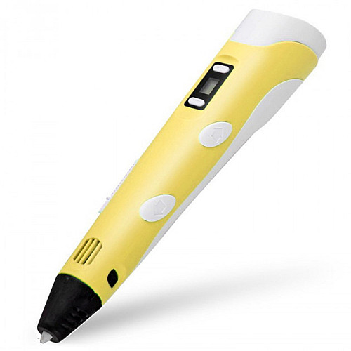3D Ручка Smart Pro 3D Pen з ЖК-дисплеєм + ПОДАРУНОК Набір Еко пластику 49м + Трафарети Жовті