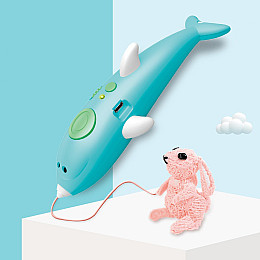 3D ручка з акумулятором дельфін + трафарети для малювання 8 кольорів пластику 3D Painting Pen 9903 Dolphin Голубий