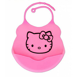Силіконовий слюнявчик з кишенею Kiddy Рожевий Hello Kitty 02101