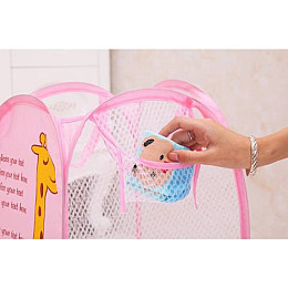 Корзина для игрушек UKC складная с боковым карманом 30х48 см 00336pink Розовый