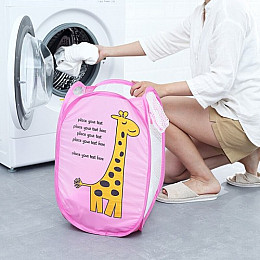 Корзина для игрушек UKC складная с боковым карманом 30х48 см 00336pink Розовый