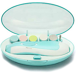 Набор Детская электрическая полировальная машинка для ногтей и ножницы для новорожденных детей VOLRO Голубой (vol-1464)