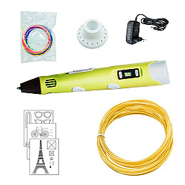 3D ручка c LCD дисплеем и комплектом эко пластика для рисования 3DPen Hot Draw 3 Yellow
