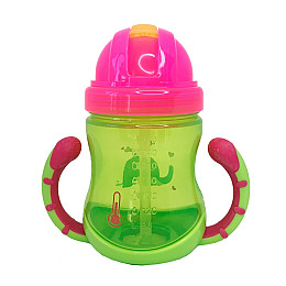 Поильник детский с трубочкой Неон Mega Zayka MGZ-0300 (Lime) 270 мл