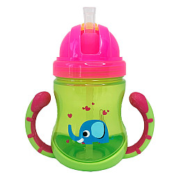 Поильник детский с трубочкой Неон Mega Zayka MGZ-0300 (Lime) 270 мл