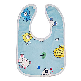Дитячий тканинний слюнявчик Mega Zayka MGZ-0600(Blue) на кнопці