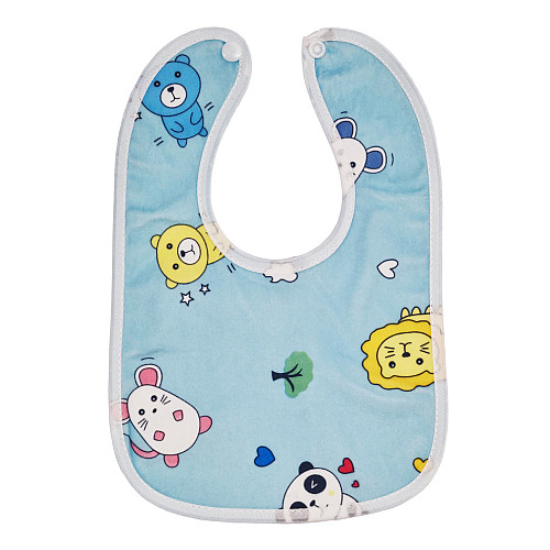 Дитячий тканинний слюнявчик Mega Zayka MGZ-0600(Blue) на кнопці
