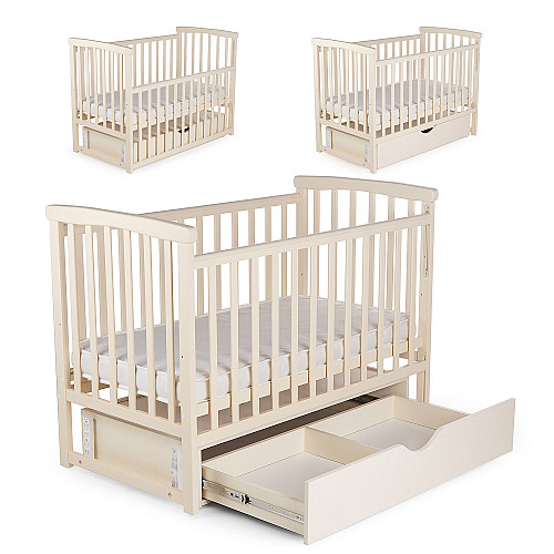 Кроватка деревянная с ящиком Наталка Мечта 120 х 60 см Vanilla (149748)