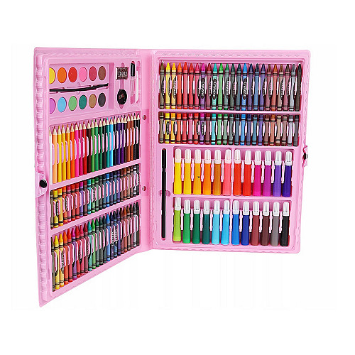 Художественный детский набор Yover Art set в розовом кейсе 168 предметов