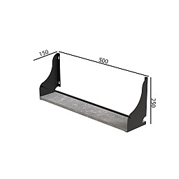 Полка настінна Ferrum-decor Ізі 260x500x150 метал Чорний ДСП Бетон 16 мм (IZI0007)