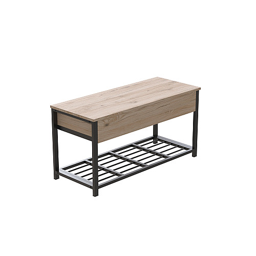 Банкетка с ящиком Ferrum-decor Дрейк 1 550x1000x400 металл Черный ДСП Дуб Сан-Марино 16 мм (DRE0002)