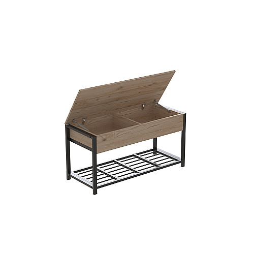 Банкетка с ящиком Ferrum-decor Дрейк 1 550x1000x400 металл Черный ДСП Дуб Сан-Марино 16 мм (DRE0002)