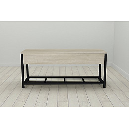 Банкетка з ящиком Ferrum-decor Дрейк 1  550x1000x400 метал чорний ДСП Сонома 16 мм (DRE0004)