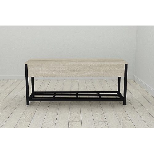 Банкетка з ящиком Ferrum-decor Дрейк 1 550x1000x400 метал чорний ДСП Сонома 16 мм (DRE0004)