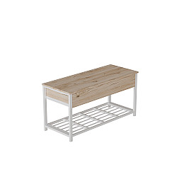 Банкетка з ящиком Ferrum-decor Дрейк 1 550x1000x400 металевий Білий ДСП Дуб Сан-Маріно 16 мм (DRE0009)