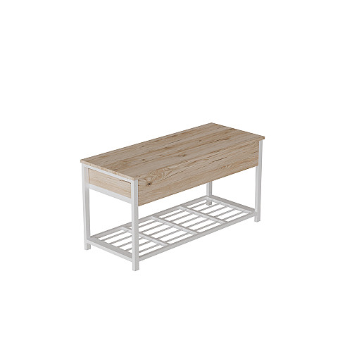 Банкетка с ящиком Ferrum-decor Дрейк 1 550x1000x400 металл Белый ДСП Дуб Сан-Марино 16 мм (DRE0009)