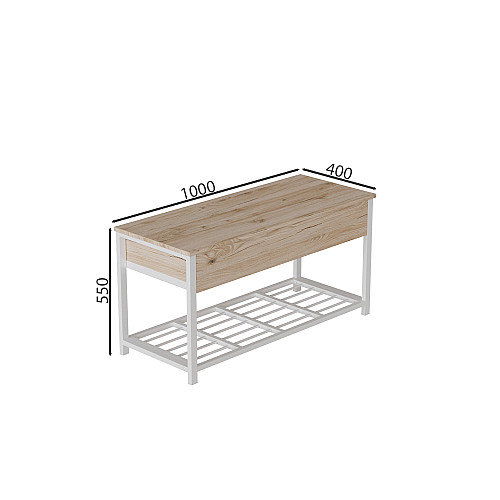Банкетка с ящиком Ferrum-decor Дрейк 1 550x1000x400 металл Белый ДСП Дуб Сан-Марино 16 мм (DRE0009)