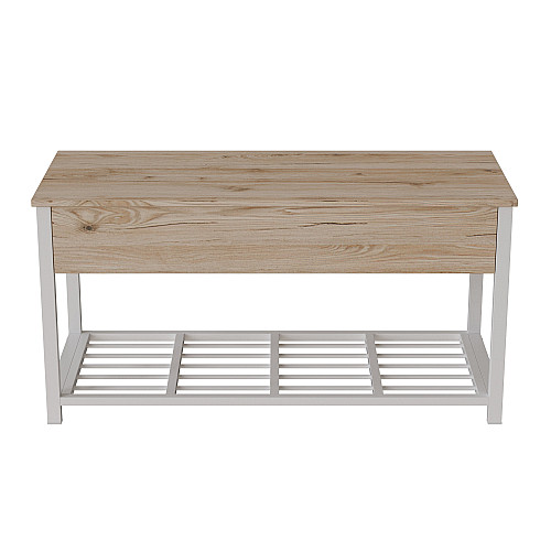 Банкетка с ящиком Ferrum-decor Дрейк 1 550x1000x400 металл Белый ДСП Дуб Сан-Марино 16 мм (DRE0009)