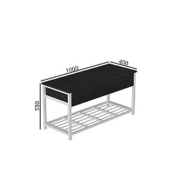 Банкетка з ящиком Ferrum-decor Дрейк 1 550x1000x400 металевий Білий ДСП Сосна Кембра 16 мм (DRE0010)