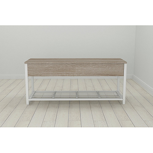 Банкетка с ящиком Ferrum-decor Дрейк 1 550x1000x400 металл Белый ДСП Сонома Трюфель 16 мм (DRE0012)
