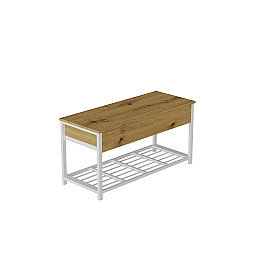 Банкетка з ящиком Ferrum-decor Дрейк 1 550x1000x400 металевий Білий ДСП Дуб Артізан 16 мм (DRE0013)