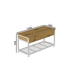 Банкетка з ящиком Ferrum-decor Дрейк 1 550x1000x400 металевий Білий ДСП Дуб Артізан 16 мм (DRE0013)