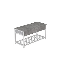 Банкетка з ящиком Ferrum-decor Дрейк 1 550x1000x400 металевий Білий ДСП Бетон 16 мм (DRE0014)