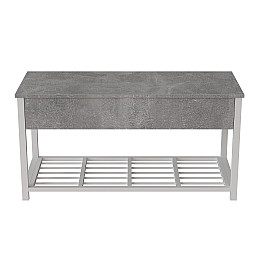 Банкетка з ящиком Ferrum-decor Дрейк 1 550x1000x400 металевий Білий ДСП Бетон 16 мм (DRE0014)