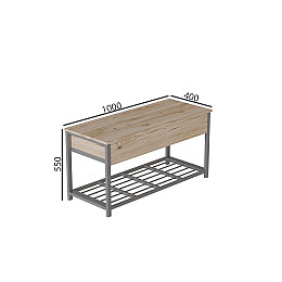 Банкетка з ящиком Ferrum-decor Дрейк 1 550x1000x400 металевий Сірий ДСП Дуб Сан-Маріно 16 мм (DRE0016)