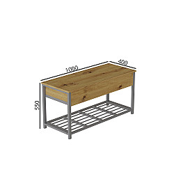 Банкетка з ящиком Ferrum-decor Дрейк 1 550x1000x400 металевий Сірий ДСП Дуб Артізан 16 мм (DRE0020)